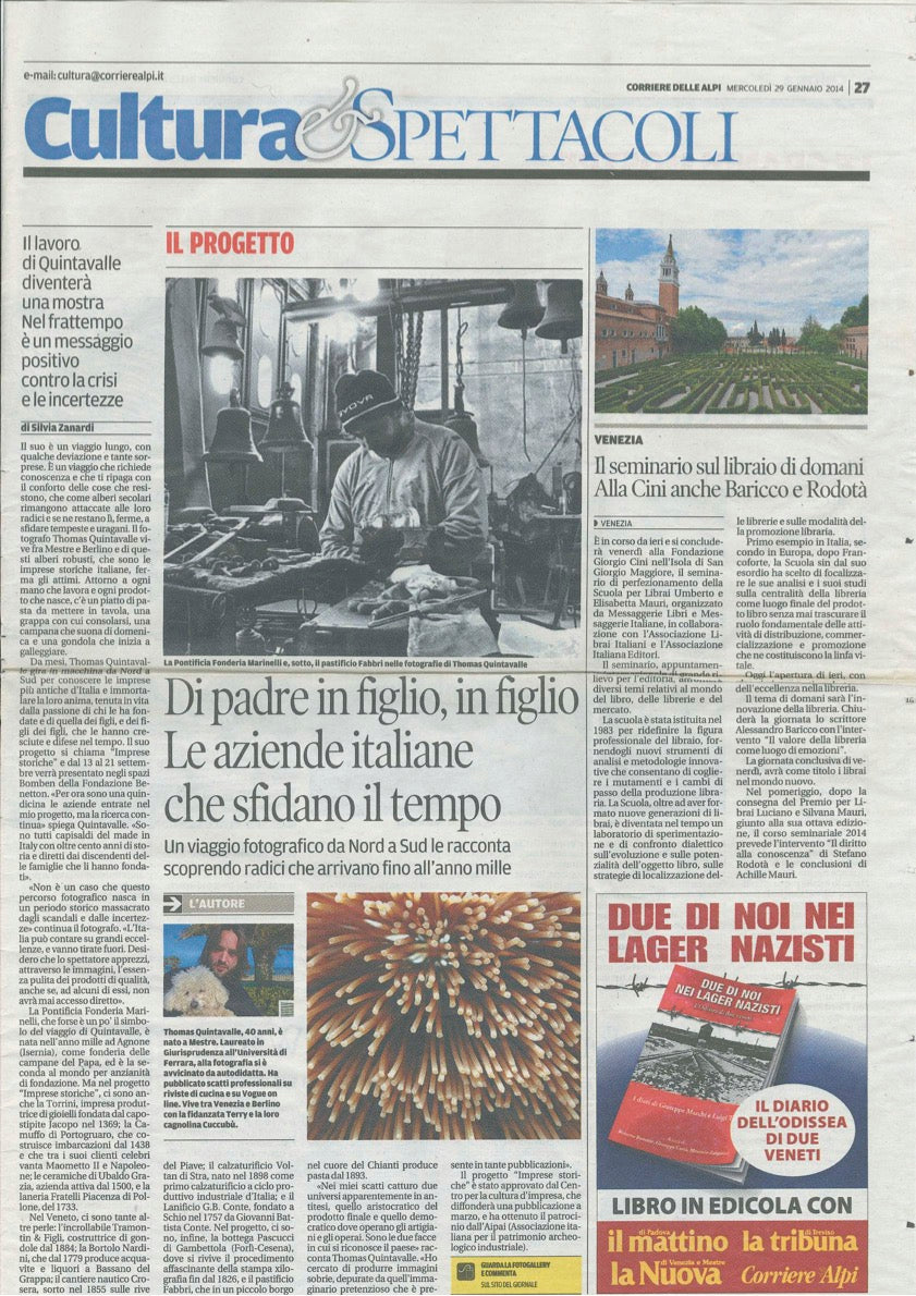 Il Corriere delle Alpi evoca la pasta Fabbri: una tappa nel viaggio di Thomas Quintavalle