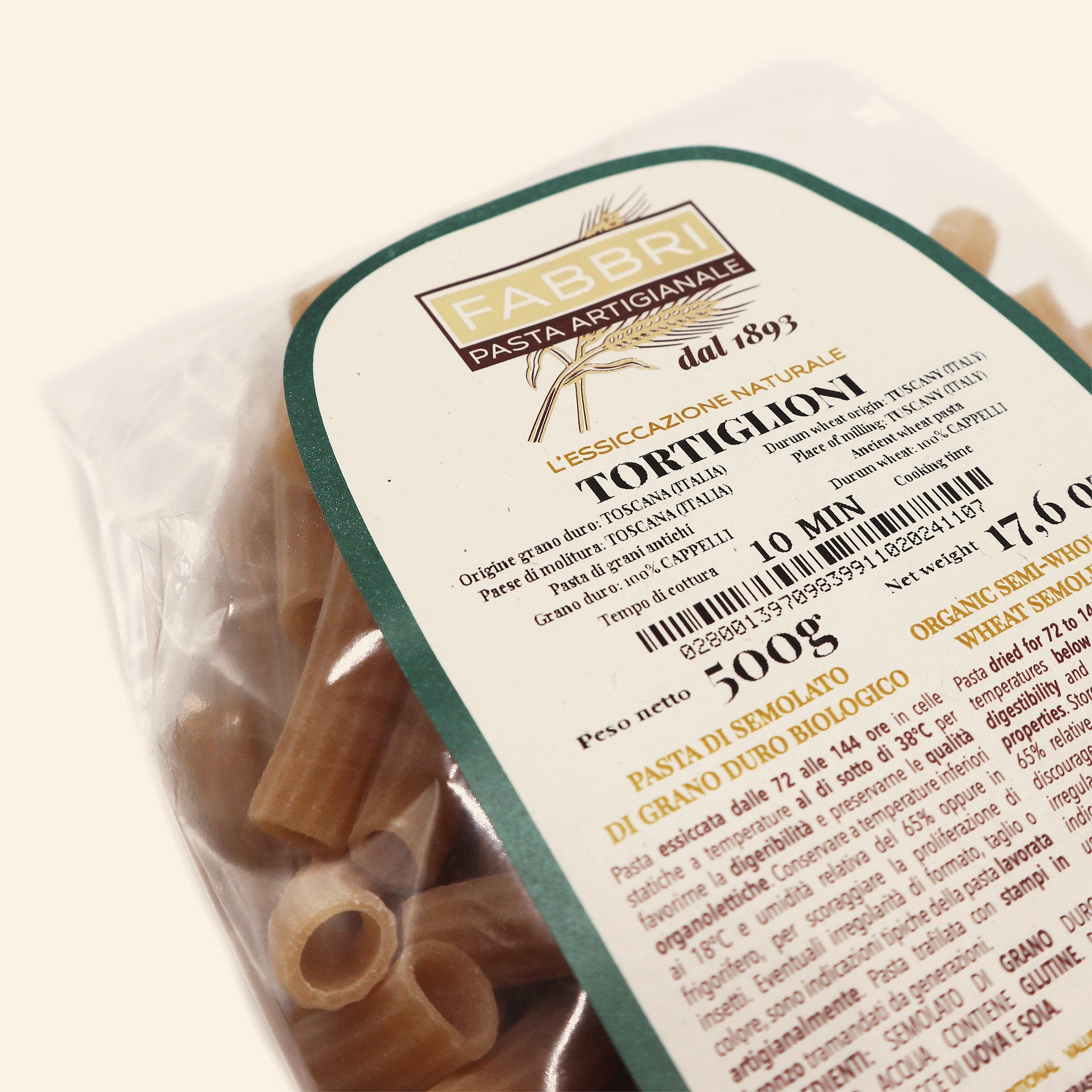 Organic Tortiglioni 100% Cappelli wheat