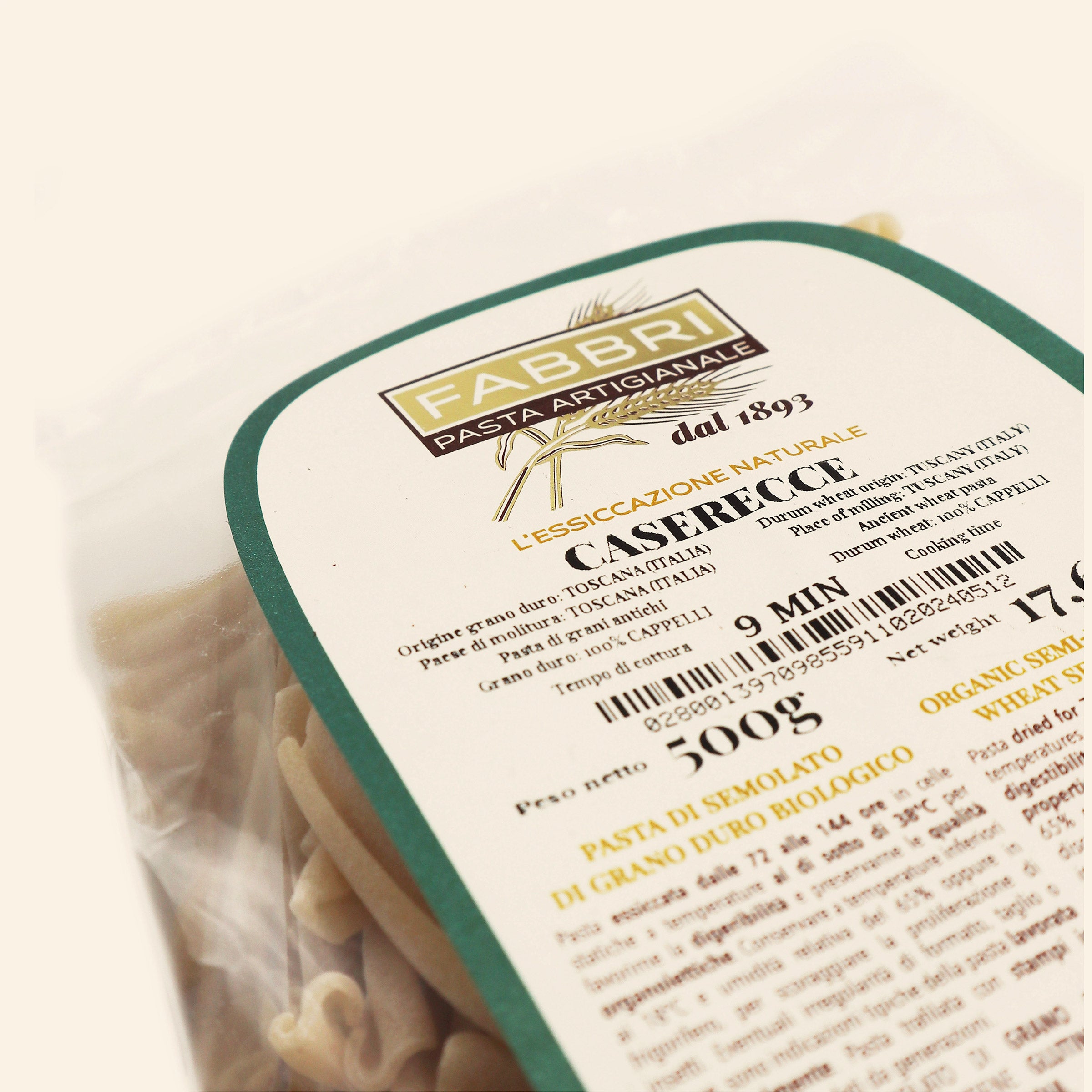 Organic Caserecce 100% Cappelli wheat