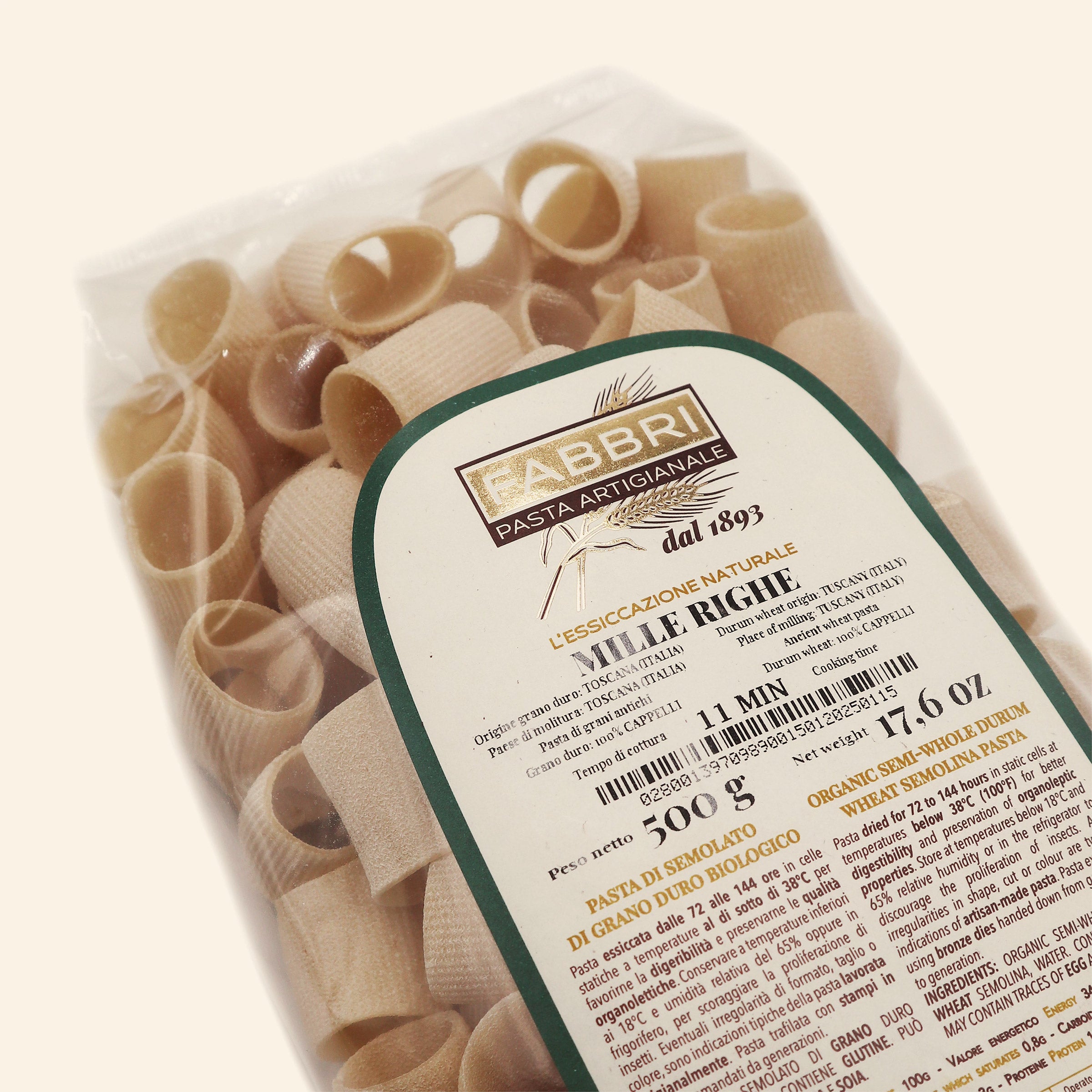 Organic Mille righe 100% Cappelli wheat