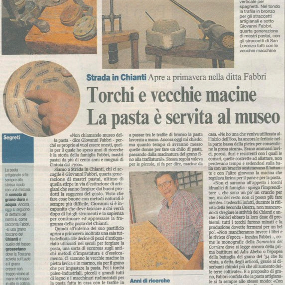 Il Corriere Fiorentino annuncia l’apertura del Museo Fabbri