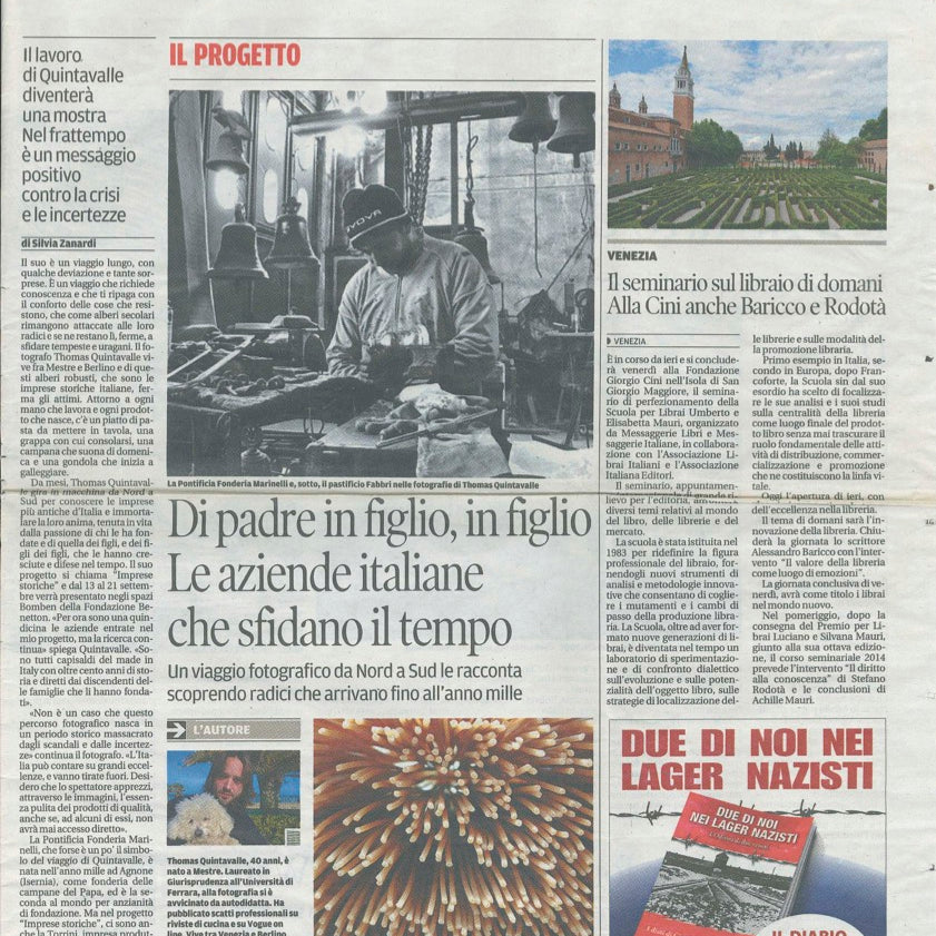Il Corriere delle Alpi evoca la pasta Fabbri: una tappa nel viaggio di Thomas Quintavalle