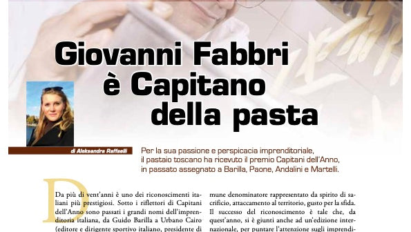 Pasta&Pastai : Giovanni Fabbri riceve il premio Capitani dell’Anno