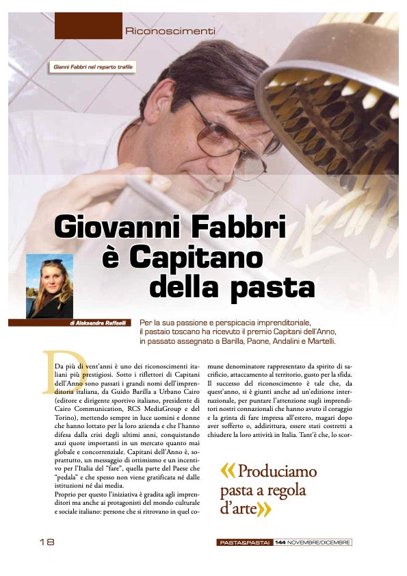 Pasta&Pastai : Giovanni Fabbri riceve il premio Capitani dell’Anno