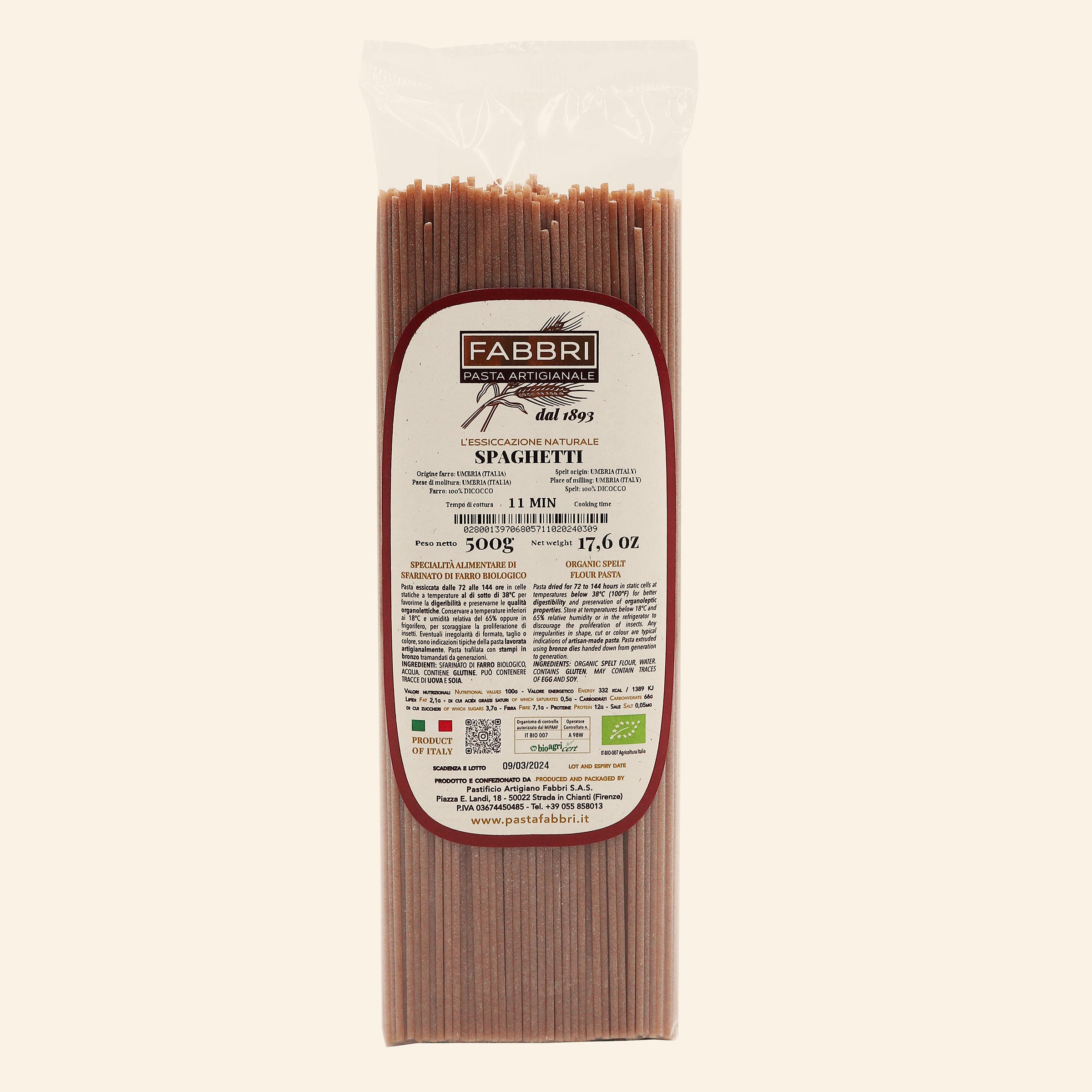 Organic Spaghetti n°5 100% Emmer wheat