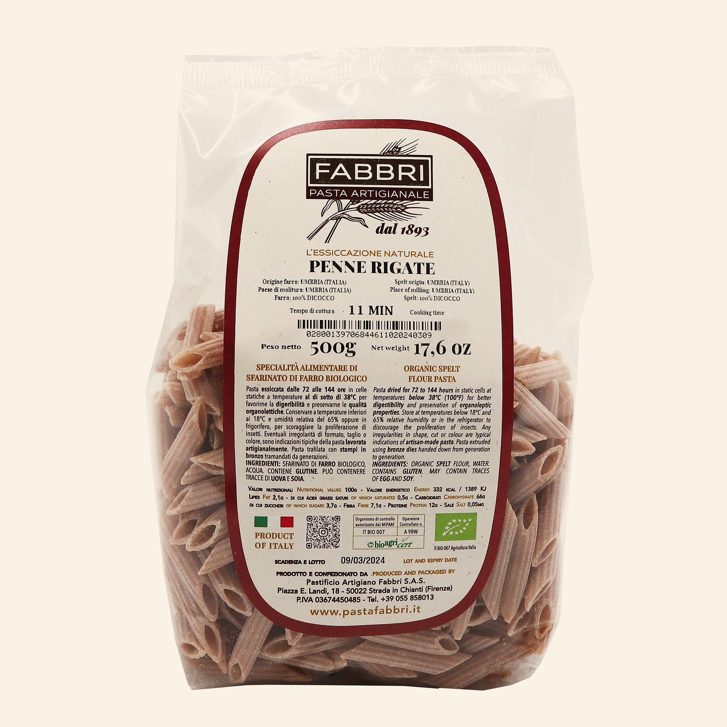 Penne rigate bio 100% Farro Dicocco