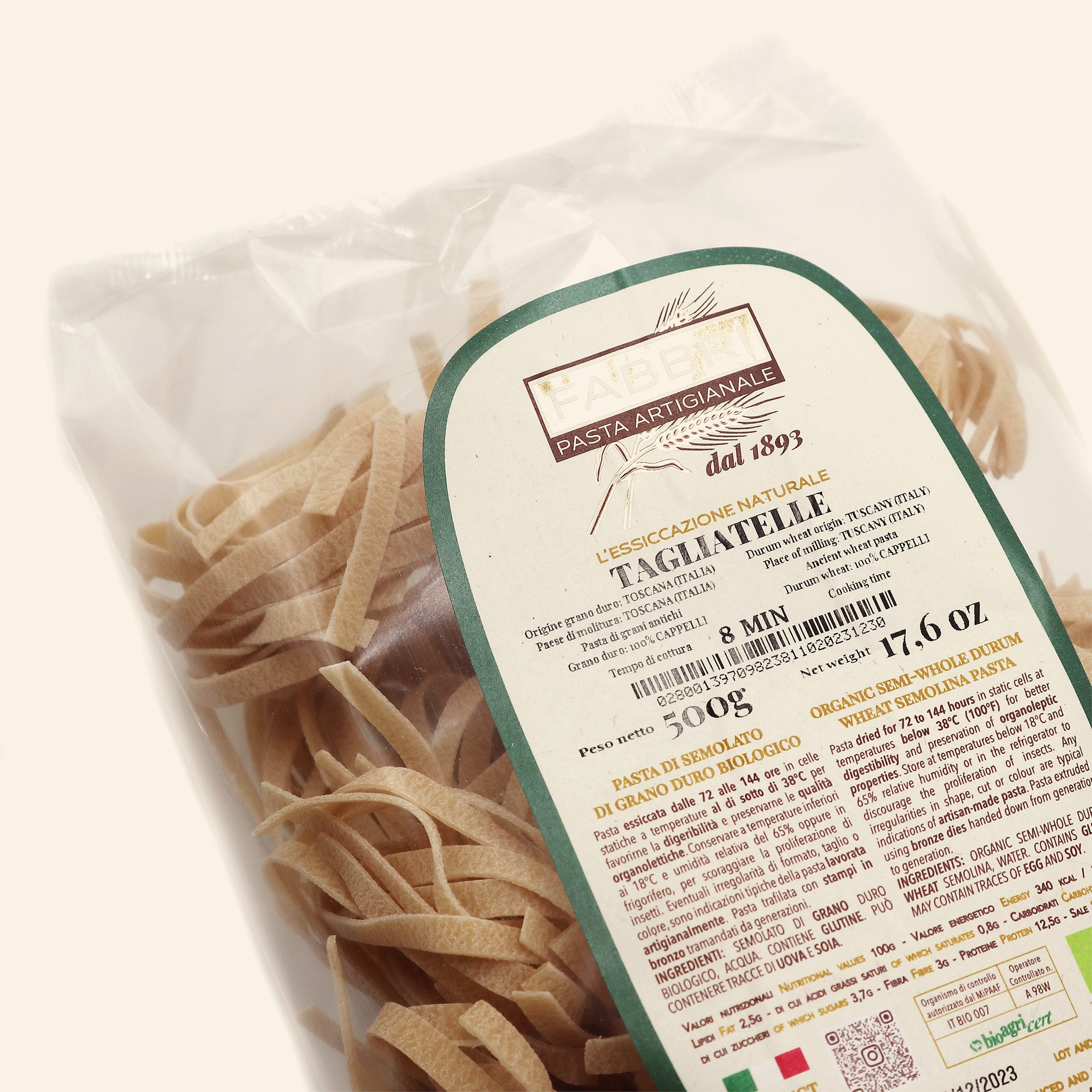 Organic Tagliatelle 100% Cappelli wheat