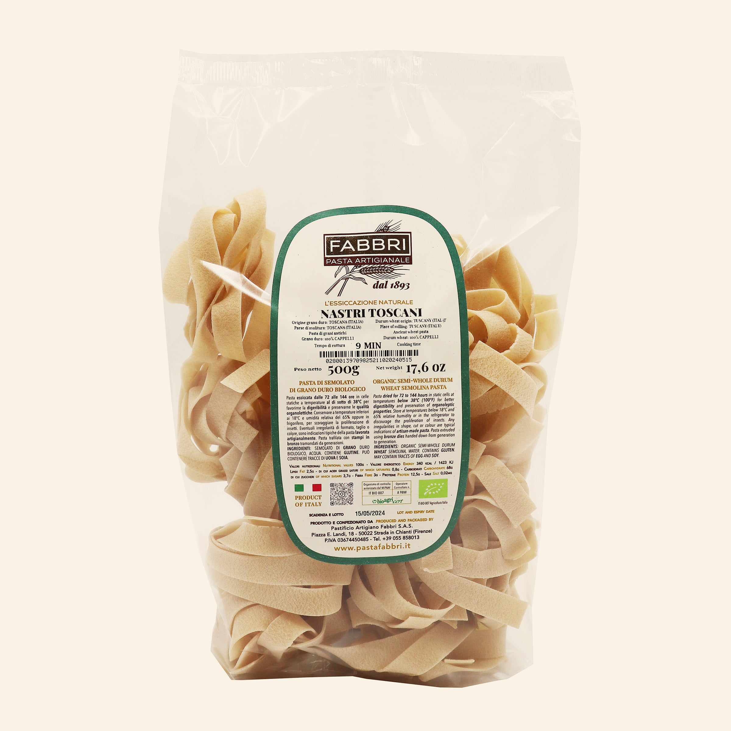 Organic Nastri toscani 100% Cappelli wheat