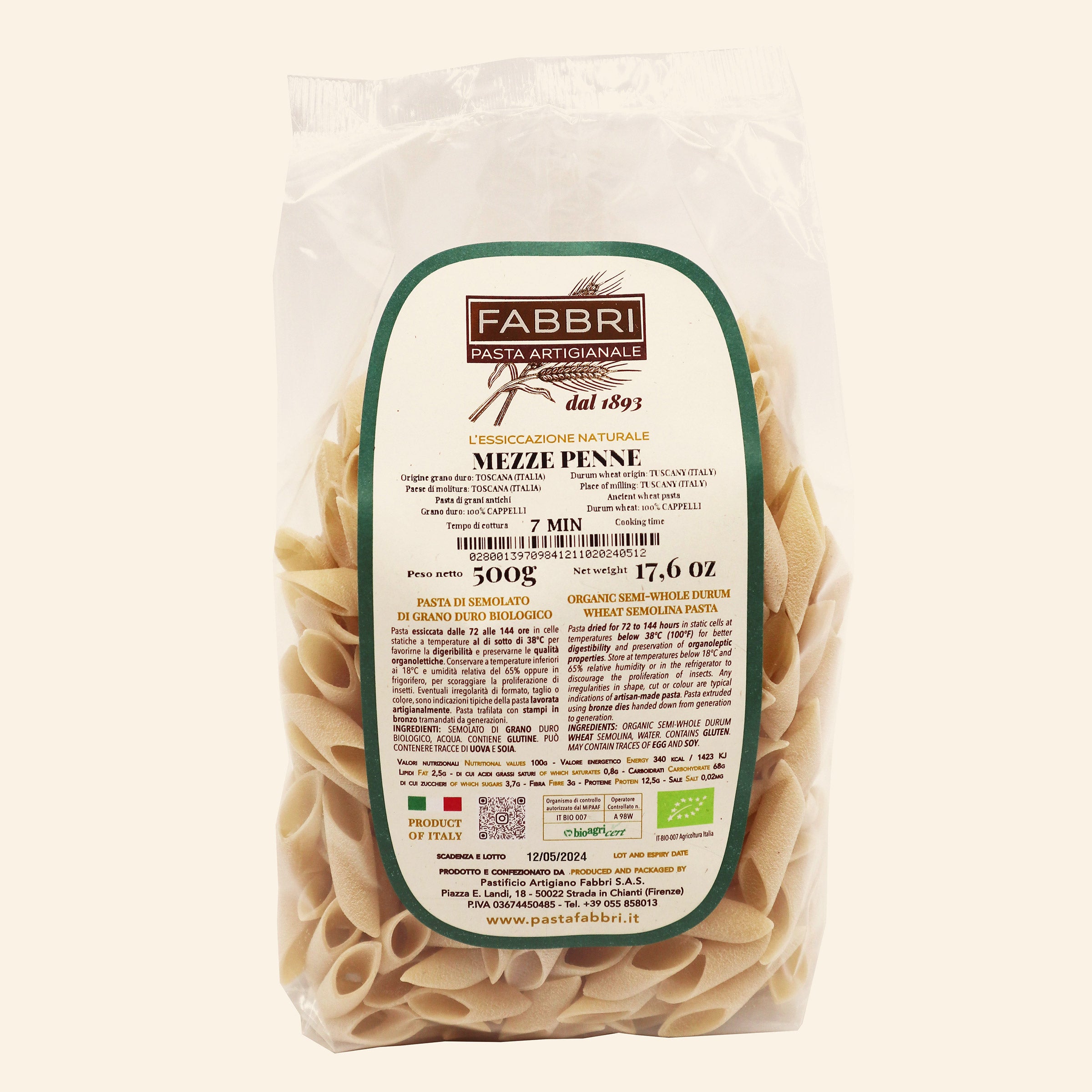 Mezze penne bio 100% Cappelli