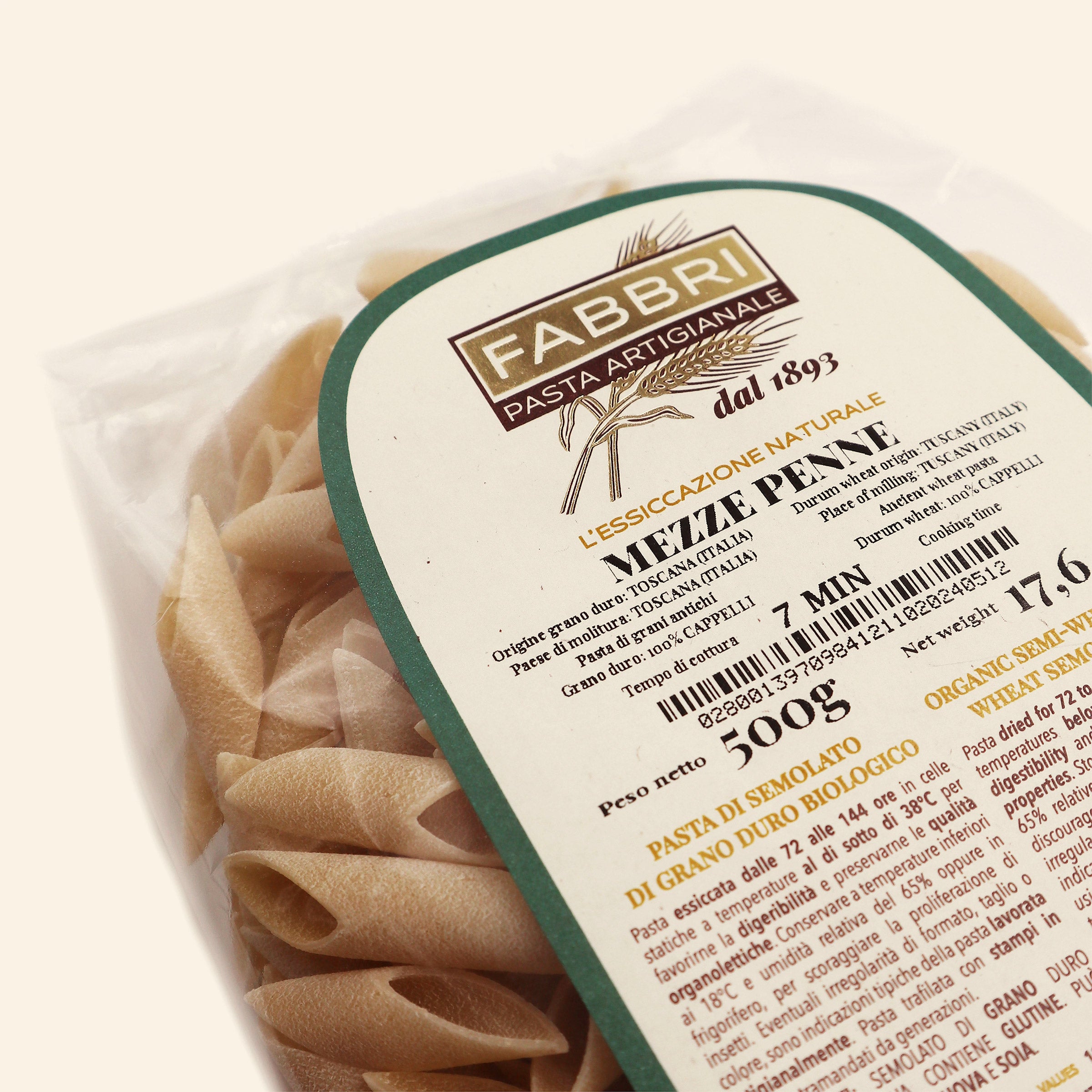 Organic Mezze penne 100% Cappelli wheat