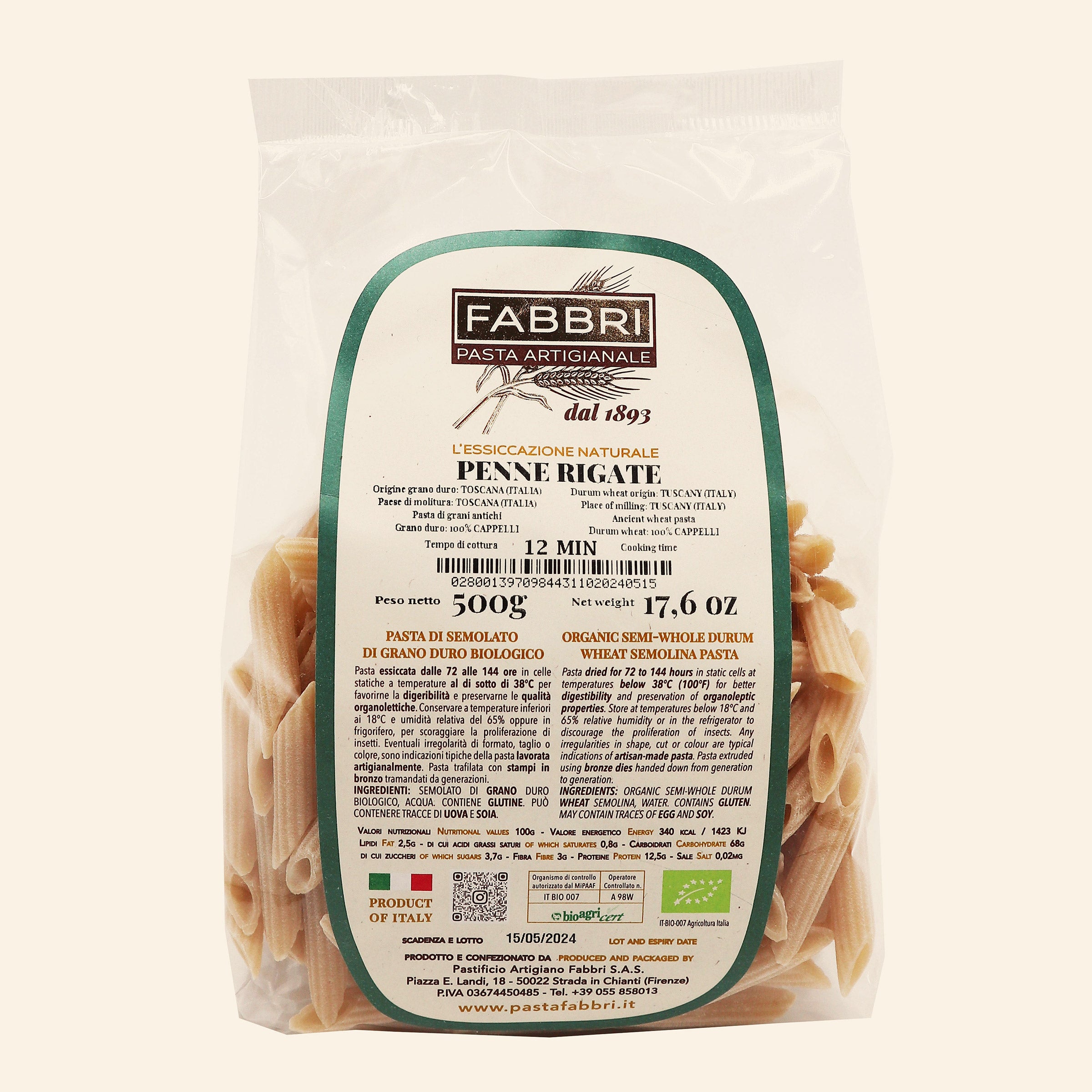 Penne rigate 100% Bio-Cappelli